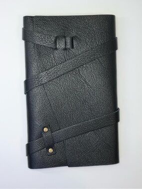 Portland Leather Large Wrap Journal in Pebbled Black-NEW